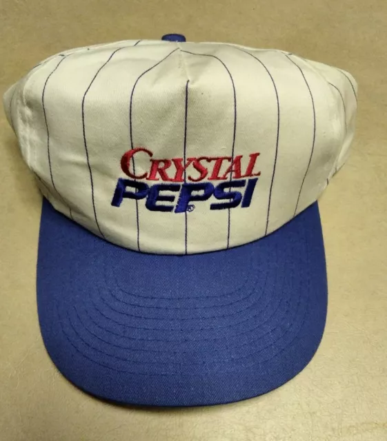 Vintage Crystal Pepsi Snapback Hat Clear Cola Promo pin stripe One Size Cap