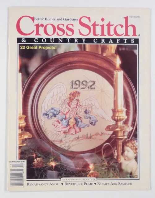 1992 Nov Punto de cruz y artesanía country Renaissance Angel reversible a cuadros más