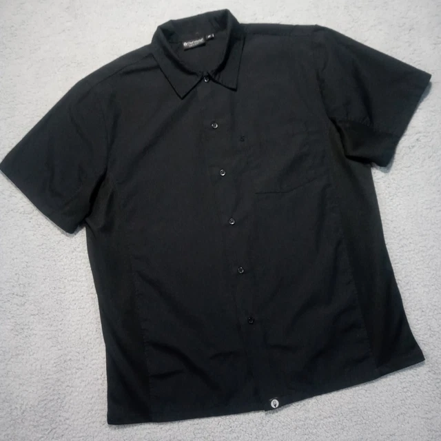 Chef Works Womens Universal Button Up Shirt M Black Short Sleeve Mesh Vent Panel