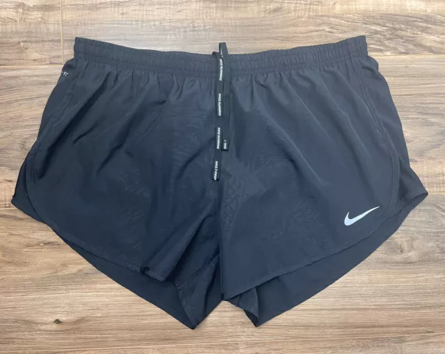 NIKE DRI FIT Tempo Shorts Womens L Large Spruce Running Lined Mesh