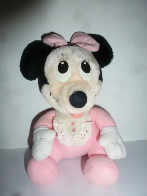 Minnie Mouse Kuscheltier weich rosa Schleife Spitzenkragen 21 cm hoch Plüschtier