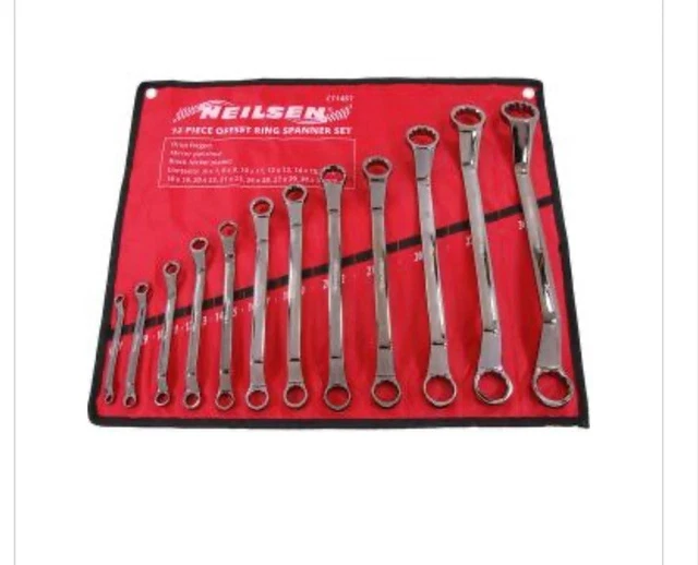 thumbnail image 2 of Disen Tools 12pc Metric Ring Spanner Wrench Set – 6-32mm Deep Double Offset, 6 Point 2 of 3