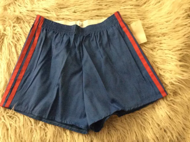 NOS Vtg 70s MENS Gym Shorts Athletic Blue Red Stripes 50/50 USA PICK SIZE NEW