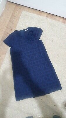 Girls Flower Lace navy Party/special Occasion Smart Dress,9y,matalan,twins?