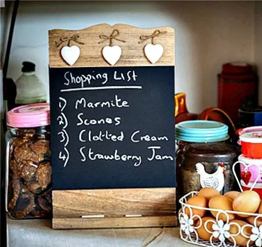 Wooden Kitchen Chalkboard Memo Board Chic Shabby Blackboard & Shelf  Shopping