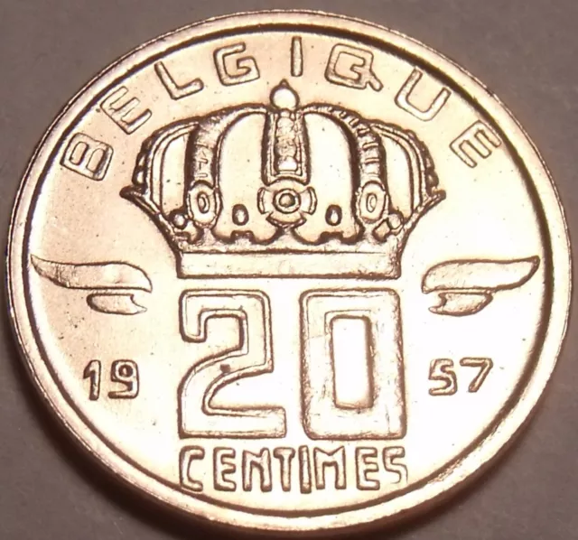 Gem Unc Belgium 1957 20 Centimes~We Have Older Unc Coins 4 Sale~Free Shipping