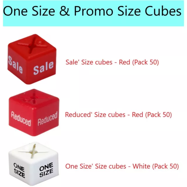 50 Coat Hanger Size Cubes Unisex One Size & Promo Size Garment Clothes Markers