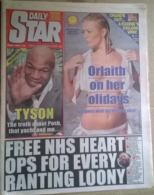 DAILY STAR 11 Aug 2005- Orlaith McAllister, Mike Tyson, Freddie ...