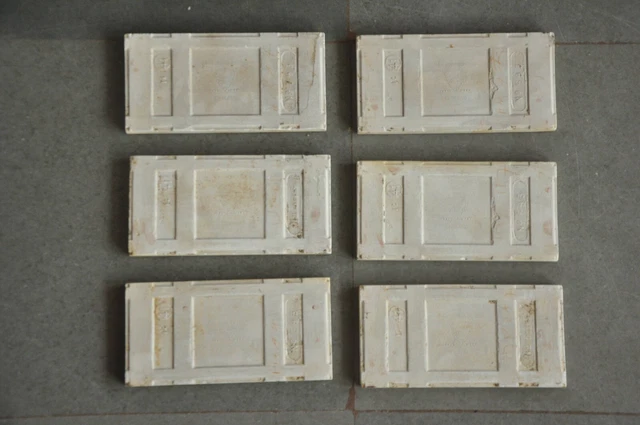 6 Pc Vintage Colorful Flower Vine Embossed Ceramic Tiles,Japan 5