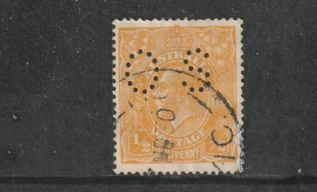 STAMPS AUST KGV   1/2d   ORANGE  PERF  O S SINGLE WMK    USED