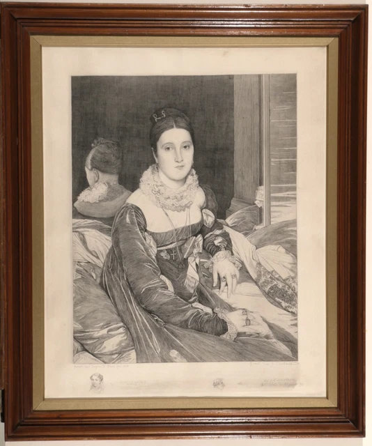 PORTRAIT DE MADAME de Senonnes par Ingres gravé en eauforte par Jean