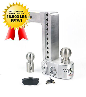 Weigh Safe WS10-2.5 10" Drop Hitch 2.5" Receiver Tongue Weight Gauge 18,500 LBS