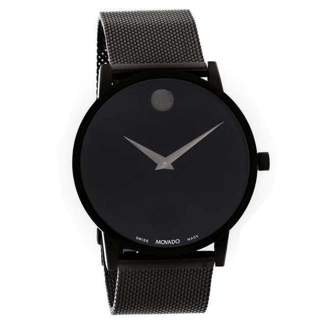 Orologio Movado Museum Classic Series da uomo quadrante nero quarzo svizzero 0607395