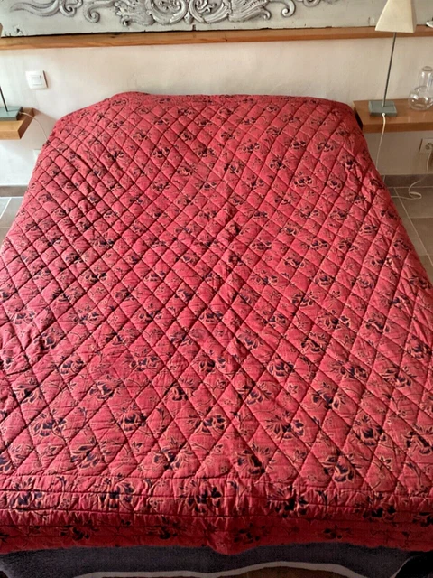 ANCIEN COUVRE-LIT ÉDREDON boutis piqué main années 1920 grand format