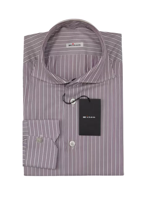 Kiton Purple Striped Cotton Shirt - Slim - 15.75/40 - (KT221239)