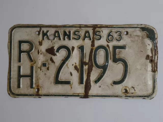 1963 Kansas RH-2195 License Plate / American Number Plate