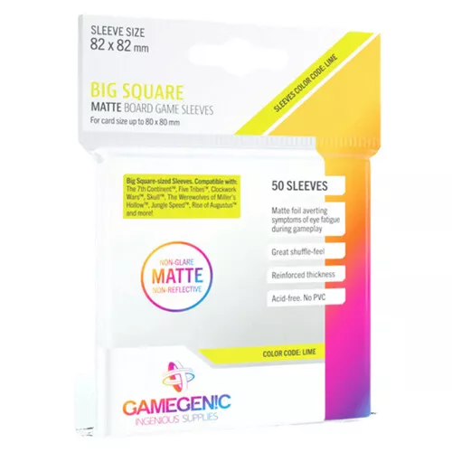 Gamegenic Matte Big Square- Sized Sleeves 82 x 82 mm (50 ct.) - Brand New