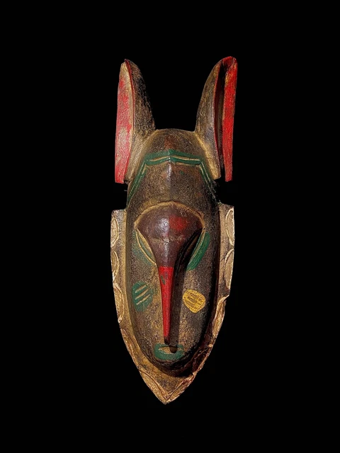 Vintage Hand Carved Wooden Tribal African Art Face Mask African Guro Baule-4680