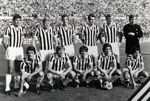 Foto vintage Calcio, Juventus, Capello, Bettega, Causio, 1971 stampa 24 x 18 cm