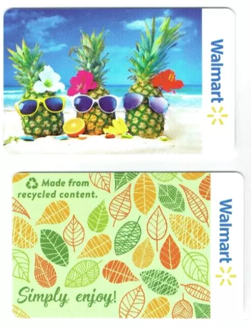 Walmart Gift Card 2023 LOT of 2 Pineapple, Summer, Leaves -Collectible -No Value