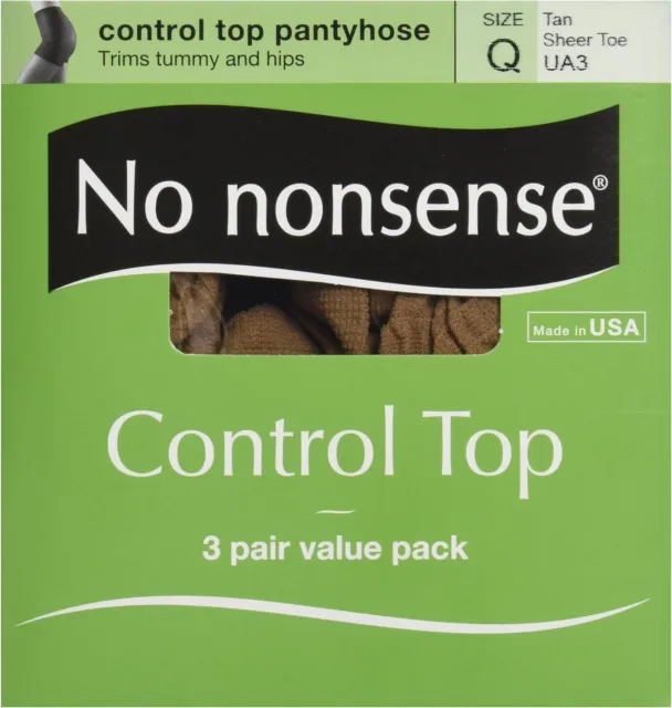 No Nonsense womens Control Top Pantyhose With Sheer Toe