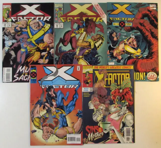 X-Factor Lot of 5 #94,99,110,111,139 Marvel (1993) 1st Series Comic Books