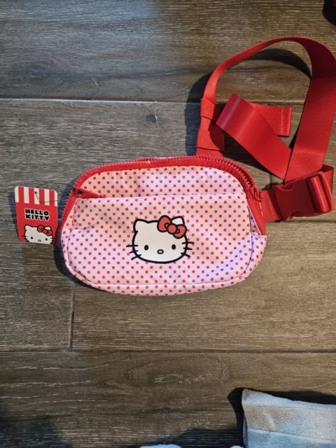 Bioworld Hello Kitty Fanny Pack Waist Belt Crossbody Bag Pink Polka Dot Purse