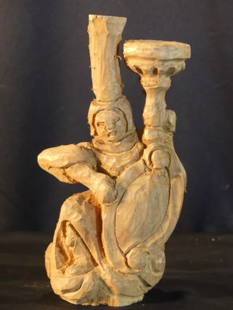 Talla en blanco: candelabro ángel 23 cm