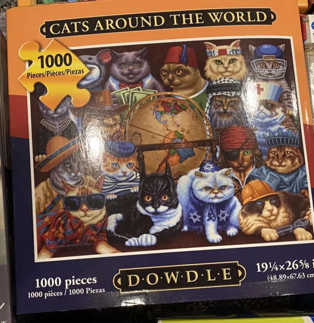 Dowdle Cats Around the World 1000 Piece Jigsaw Puzzle Folk Art
