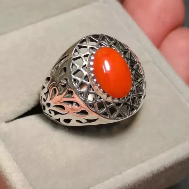 Coral Mens Ring, Red Coral Ring, Merjan Ring, 925 Sterling Silver Coral Man  Ring, Personalized Ring, Birthstone Ring, Cool Mens Ring - Etsy