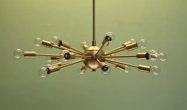 18 Lights Mid-century Sputnik Chandelier Light Fixture,Brushed Brass