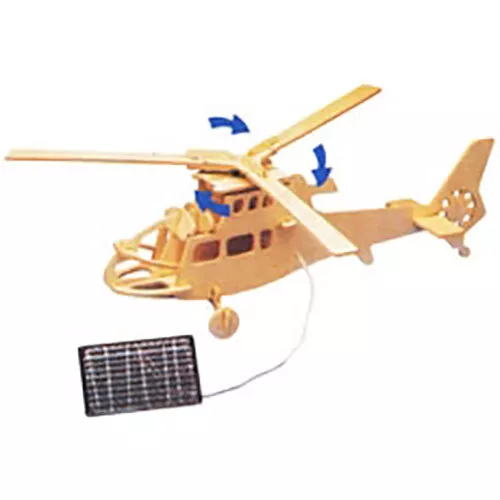 Solar Powered Wooden Helicopter Model with Motor Educational Kit