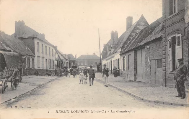 Cpa 62 Hersin Coupigny La Grande Rue