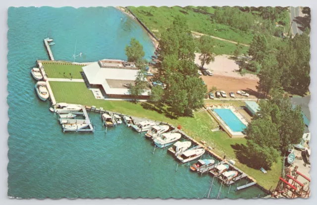 Holland Michigan~Holland Yacht Club~Lake Macatawa~Marina~1960s Postcard