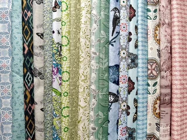 FABRIC BUNDLE PATCHWORK, QUILTING Makower, 100% COTTON Floral, Butterflies Birds