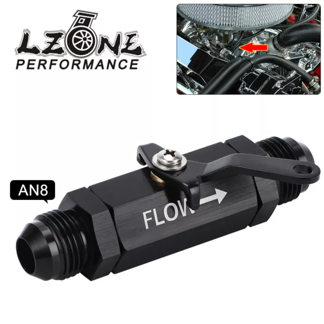 AN8 8AN -8AN Inline Fuel Shut Off Cut Valve Black aluminum for hose fittings