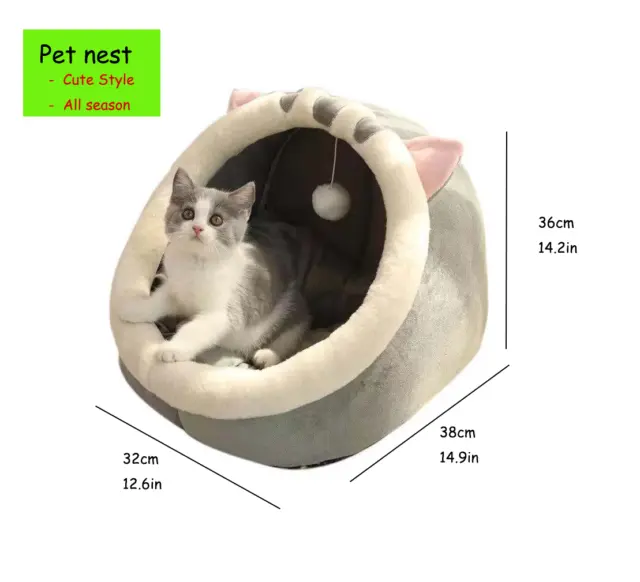 Pet Cat Dog Nest Sleeping Bed House Fluffy Cave Soft Warm Indoor Medium Size