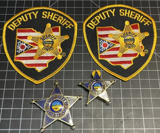 Vtg Obsolete State of Ohio Deputy Sheriff Badge / Patch  Set Coat And Hat (A)