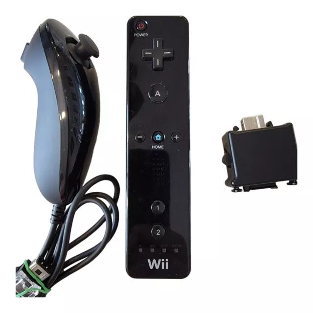 Nintendo Wii Remote Black RVL-003 with Motion Plus Sensor Adapter and Sleeve OEM
