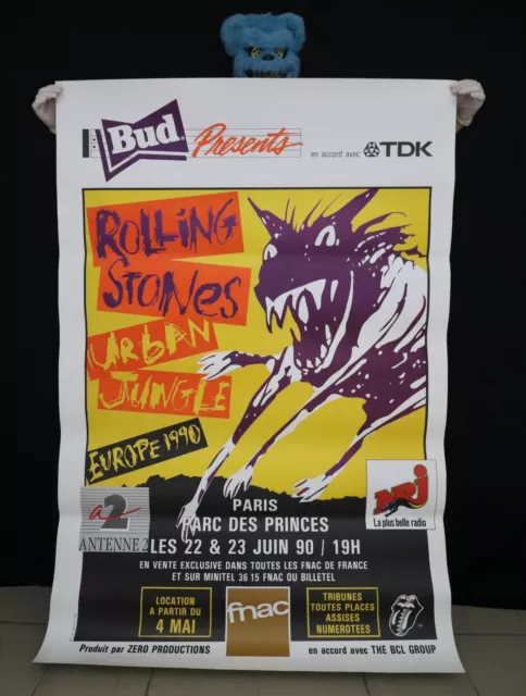 THE ROLLING STONES - URBAN JUNGLE - Affiche Concert Paris 1990 - Poster 175x119