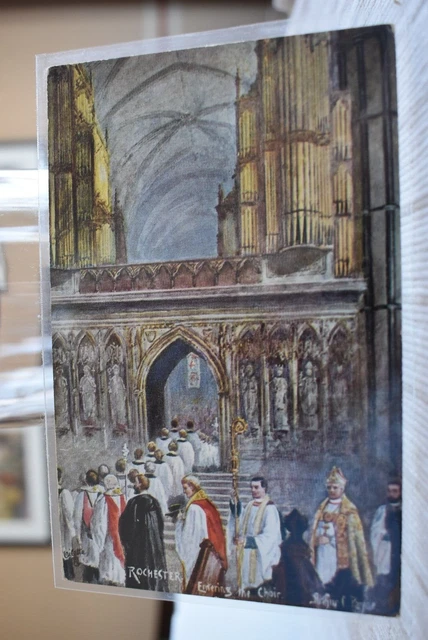 Entering The Choir Rochester Cathedral by Arthur C Payne C 1910 Oilette Postcard