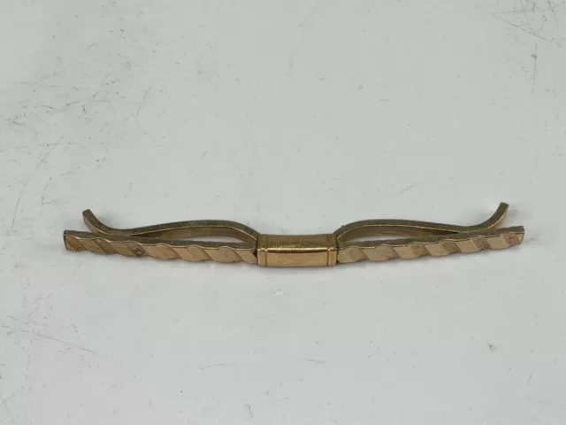 Vintage HADLEY Collar Stay Bar Clasp Clip Gold Tone Diagonal Pattern