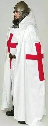 Medieval Big Red Templar Crusader Tunic,Surcoat & Cloak Reenactment SCA Larp