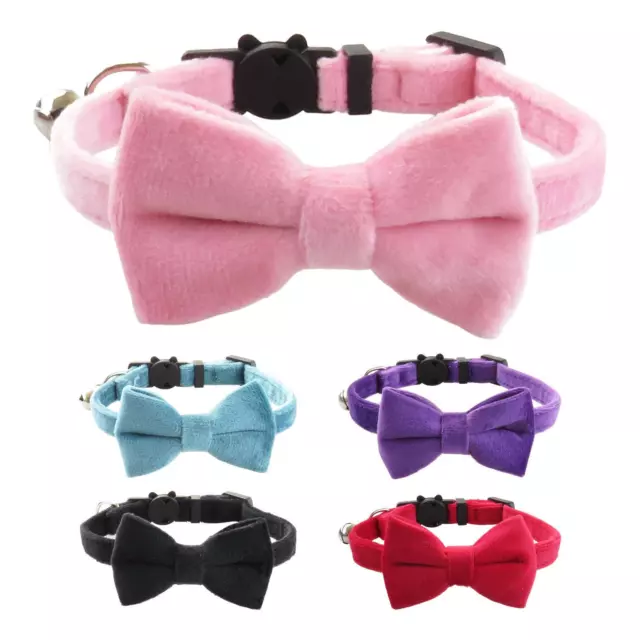 Dog Bow Ties Adjustable Cat Dog Collar with Detachable Bell Dogs