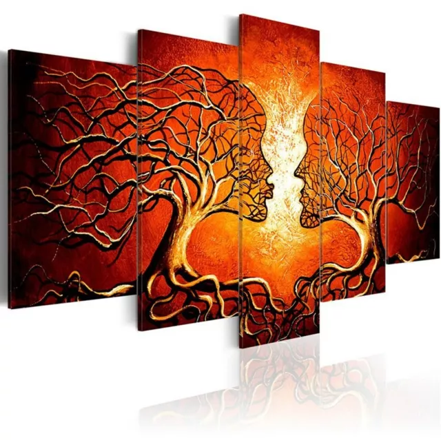 Tree Heads Kiss Canvas Painting Picture Home Decor Modern Abstract 5Pcs Wall Art