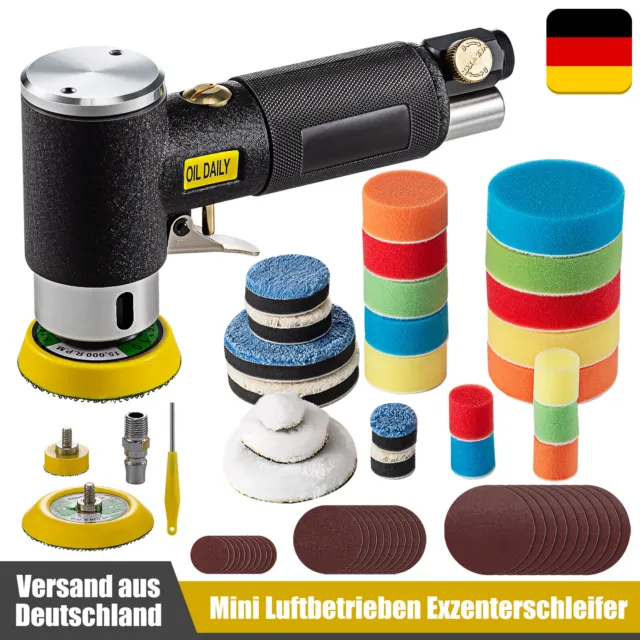 75mm Mini Exzenterschleifer Druckluft Schelifer Mahlen Auto Poliermaschine Set