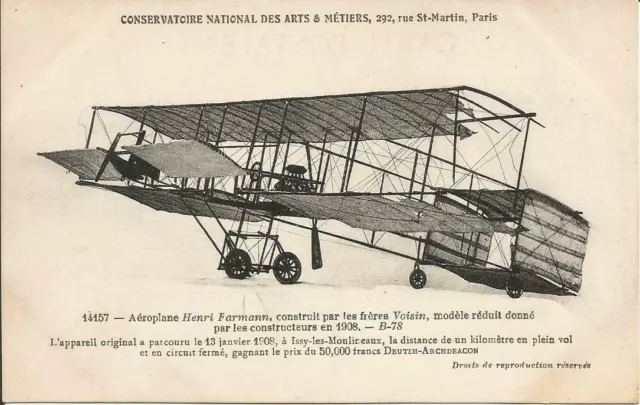 Cpa Aviation Aeroplane Des Freres Voisin Modele Reduit 1908