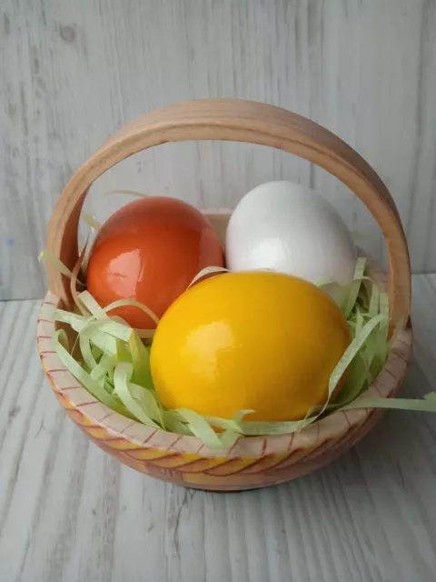 Cesta de huevos de Pascua huevos de madera pintados a mano en caja de...