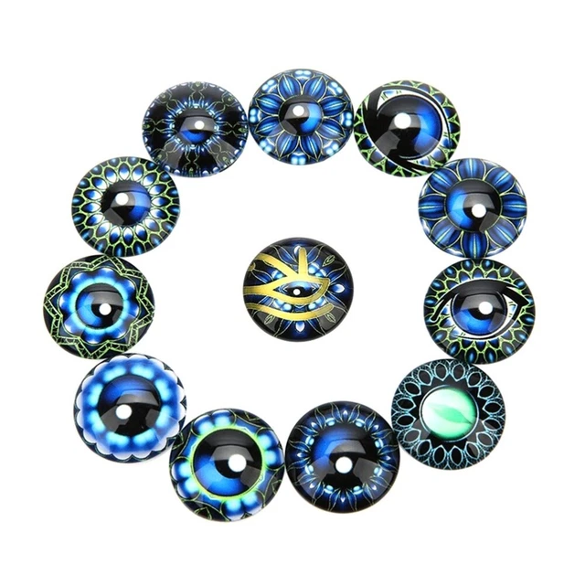 20 PCS Round Glass Glass Tile Stickers Glass Gems European American