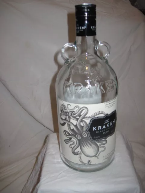 Official The Kraken Black Spiced Rum 750mL Empty Liquor Bottle Raised Letters